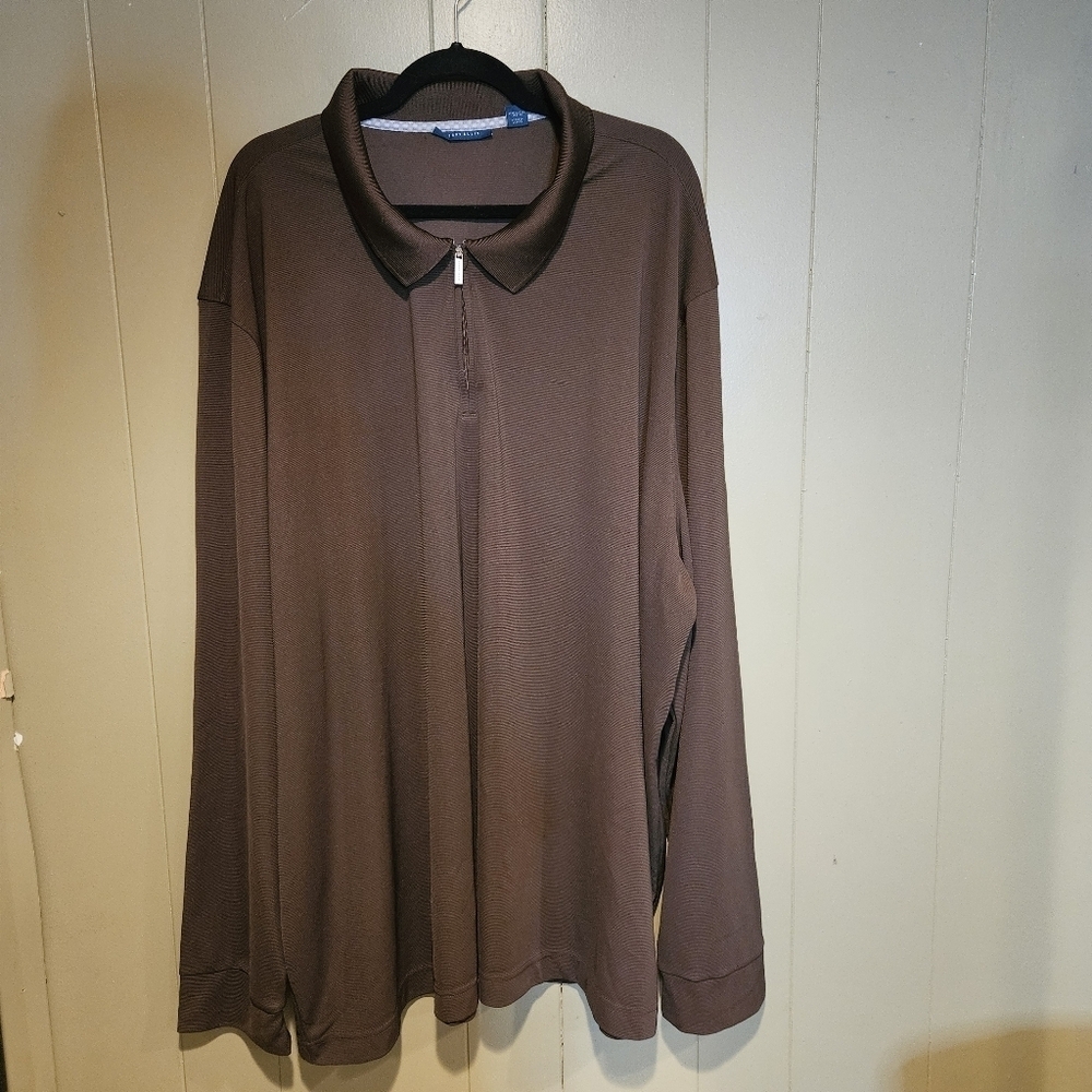 Perry Ellis Long Sleeve Polo Shirt, Mens, Size 4X, Olive Green